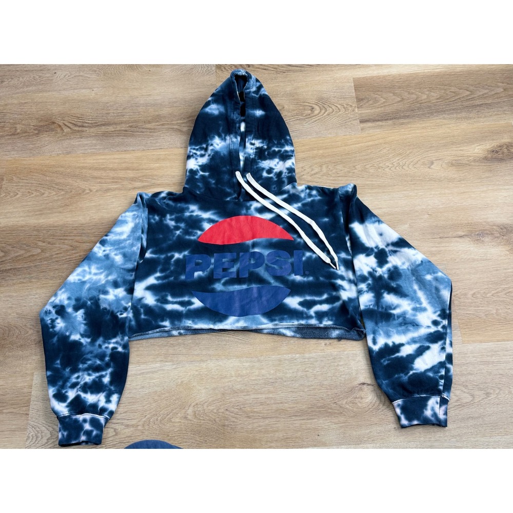 Pepsi Tie Dye Cropped Hoodie Sweatshirt Womens Medium Blue
Festival Sporty Cute